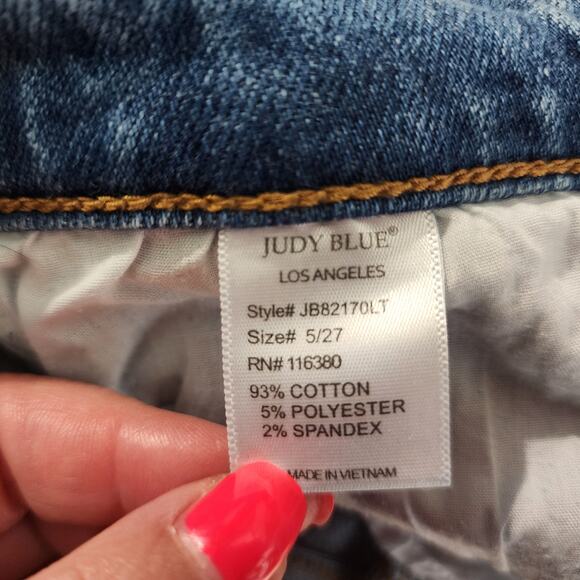 Judy Blue Boyfriend Fit Jeans Women's 5/27 Medium Wash Distressed Stretch Denim - Picture 8 of 9